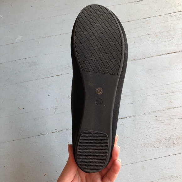 Black Suede Ballet Flats with Ankle Strap - Picture 5 of 5